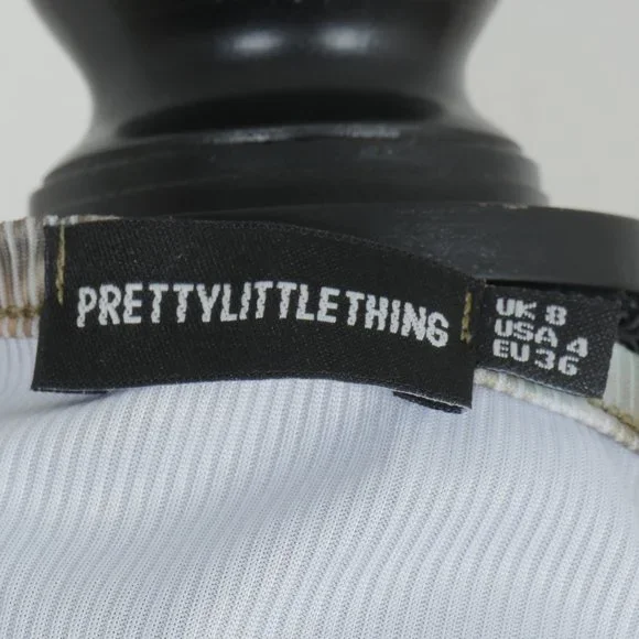 Pretty Little Thing Blue Brown Green Marble Design Size 4 Sleeveless Mini Dress - Picture 2 of 11